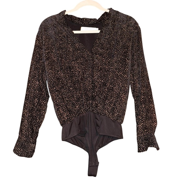 ASTR THE LABEL Zena Black Velvet Dot Bodysuit Size Extra Small - Picture 7 of 16